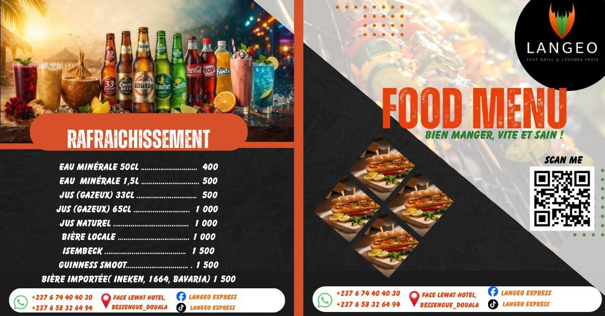 Menu LANGÉO Fast Lunch & Lounge